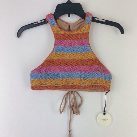 TULAROSA Corin Bikini Top in Pastel Stripped Size S - Picture 4 of 8